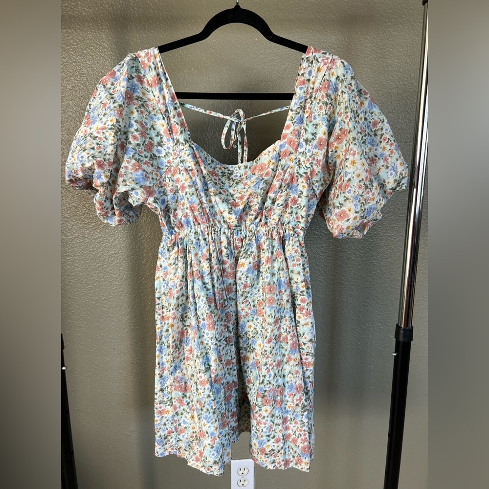 MABLE Floral Mini Dress with Puff Sleeves